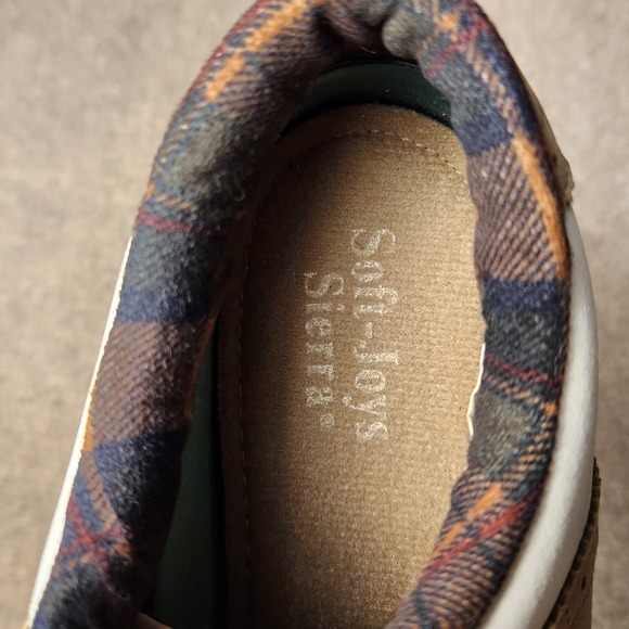 Fot Joy, Soft Joys Sierra Golf Shoes Saddle Oxfords Lace Up‎ Cream Tan Plaid - Picture 9 of 15